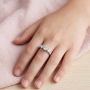 925 Sterling Silver Five Stone Zircon Diamond Ring For Women